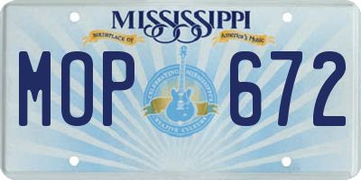 MS license plate MOP672
