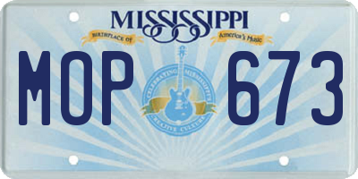 MS license plate MOP673