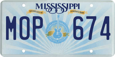 MS license plate MOP674
