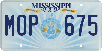 MS license plate MOP675