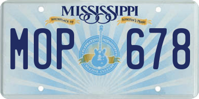 MS license plate MOP678