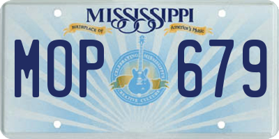 MS license plate MOP679