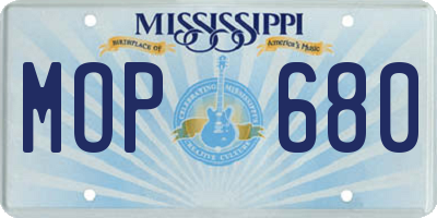MS license plate MOP680