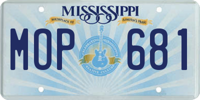 MS license plate MOP681