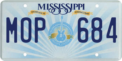 MS license plate MOP684