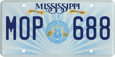 MS license plate MOP688