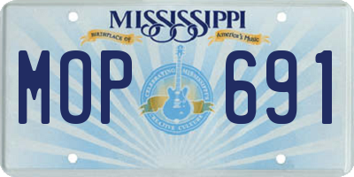 MS license plate MOP691