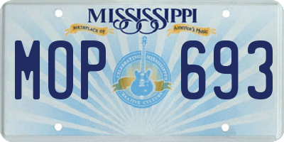 MS license plate MOP693
