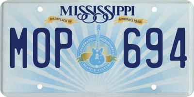 MS license plate MOP694