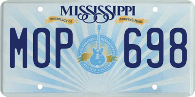 MS license plate MOP698