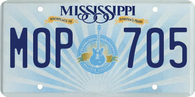 MS license plate MOP705