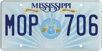 MS license plate MOP706