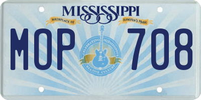 MS license plate MOP708