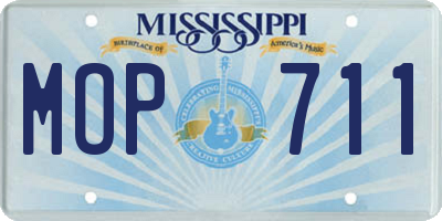 MS license plate MOP711