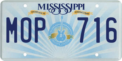 MS license plate MOP716