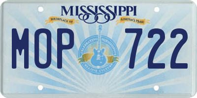 MS license plate MOP722