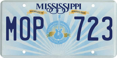 MS license plate MOP723