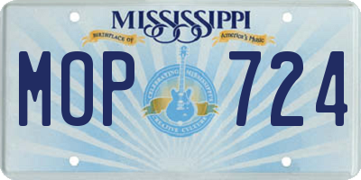 MS license plate MOP724