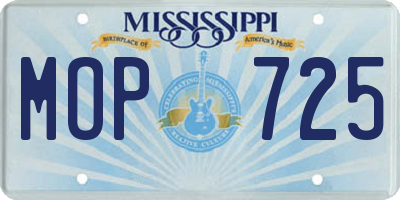 MS license plate MOP725