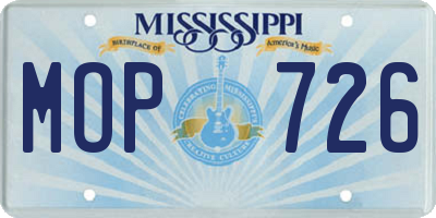 MS license plate MOP726