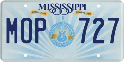 MS license plate MOP727