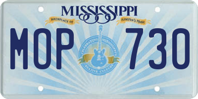MS license plate MOP730