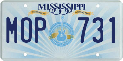 MS license plate MOP731