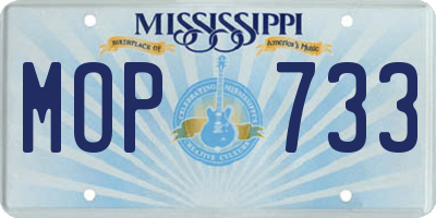 MS license plate MOP733