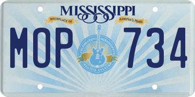 MS license plate MOP734