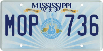 MS license plate MOP736