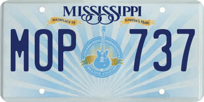 MS license plate MOP737