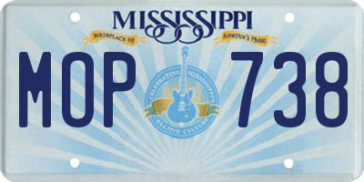MS license plate MOP738