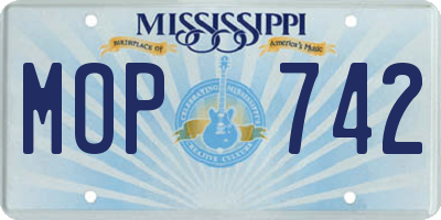 MS license plate MOP742