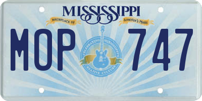 MS license plate MOP747