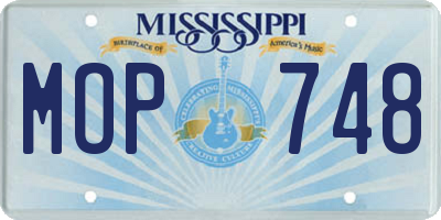 MS license plate MOP748