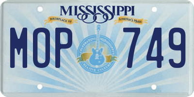 MS license plate MOP749