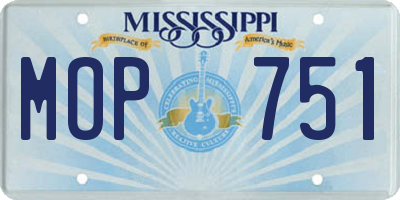 MS license plate MOP751