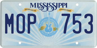 MS license plate MOP753