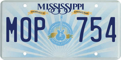 MS license plate MOP754