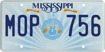 MS license plate MOP756