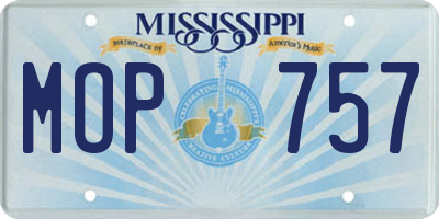 MS license plate MOP757