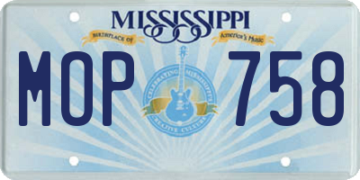 MS license plate MOP758