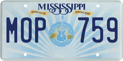 MS license plate MOP759