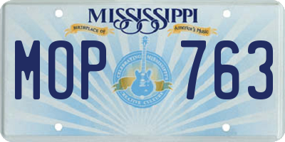 MS license plate MOP763