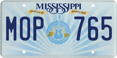 MS license plate MOP765