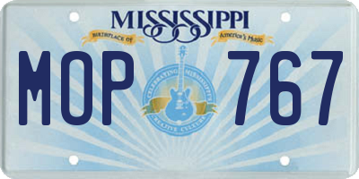 MS license plate MOP767