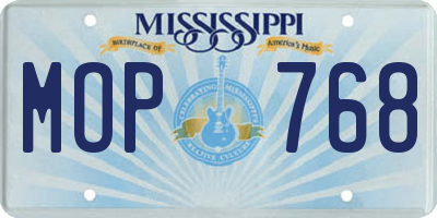 MS license plate MOP768