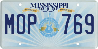 MS license plate MOP769