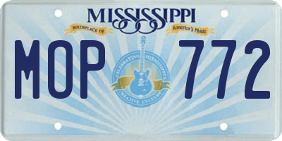 MS license plate MOP772