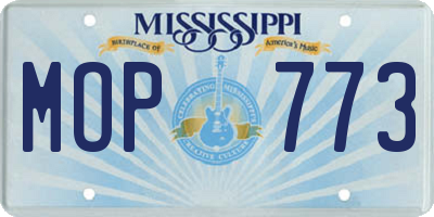 MS license plate MOP773